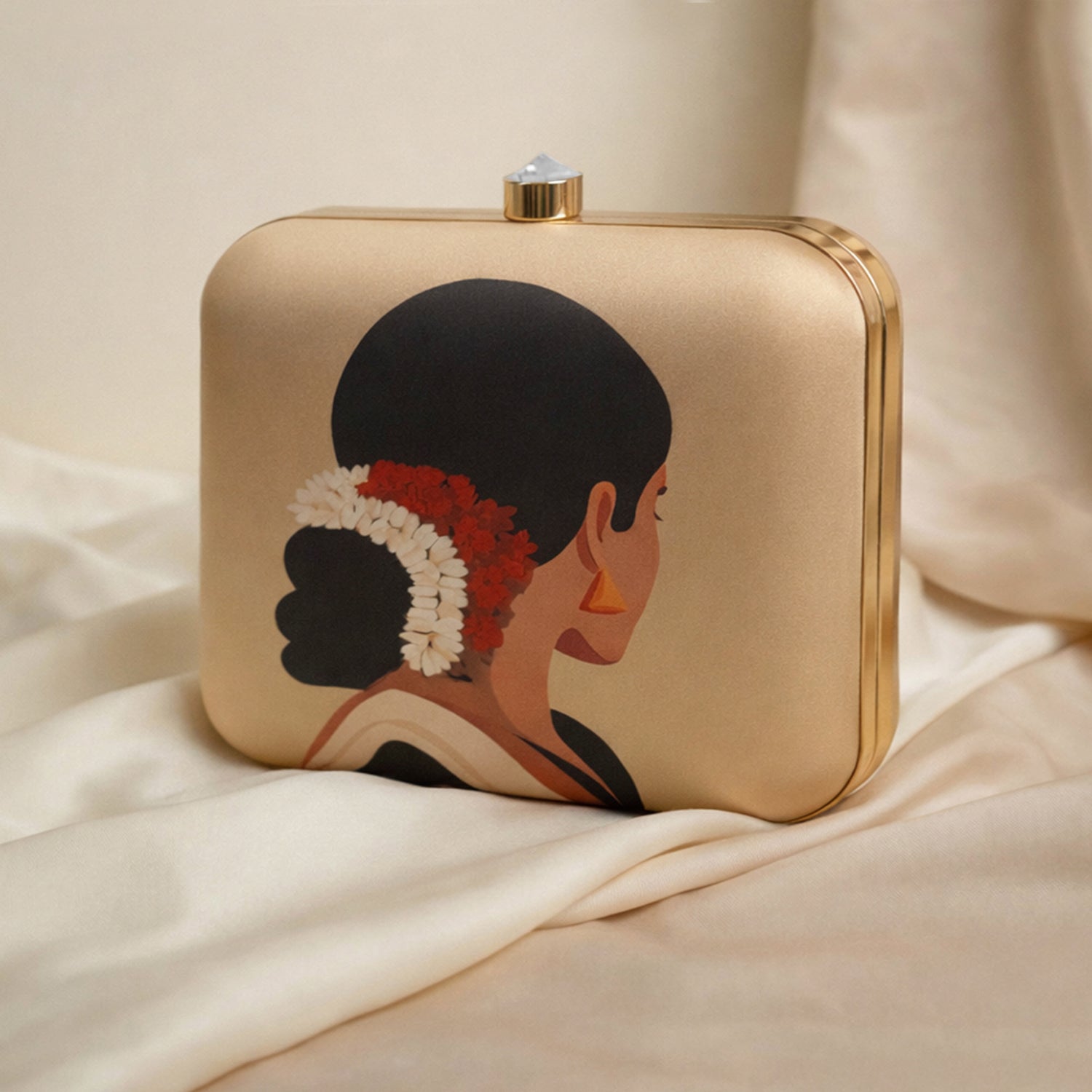 Artklim Indian Woman With Gajra Printed Clutch