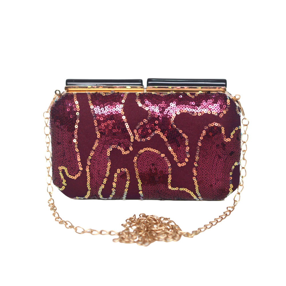 Red Sequence Evening Clutch