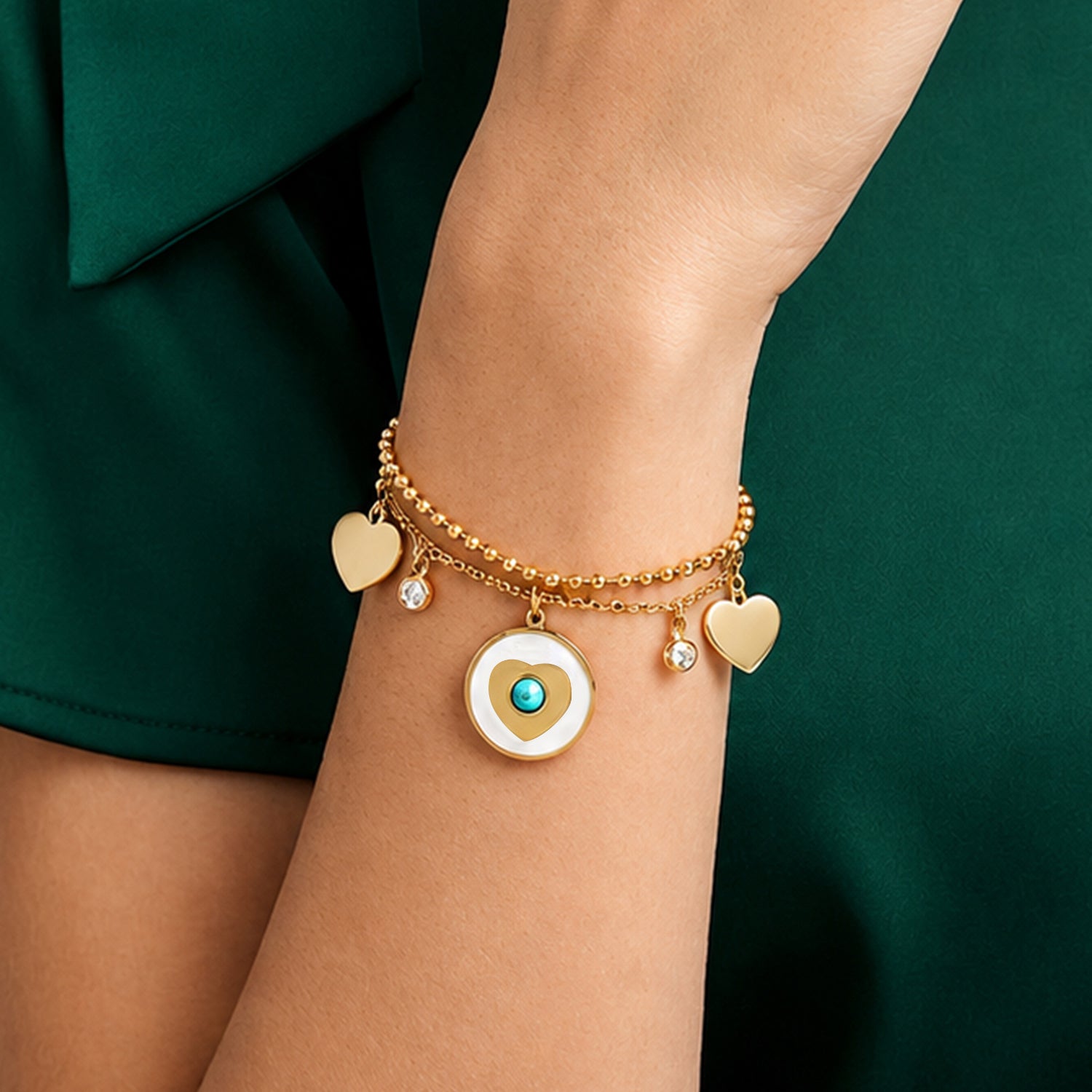 Artklim Heart Charm Gold Anti-tarnish Bracelet