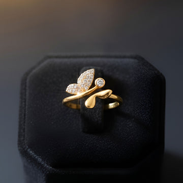 Artklim Gold-Plated Heart Bloom Design Anti-Tarnish Ring