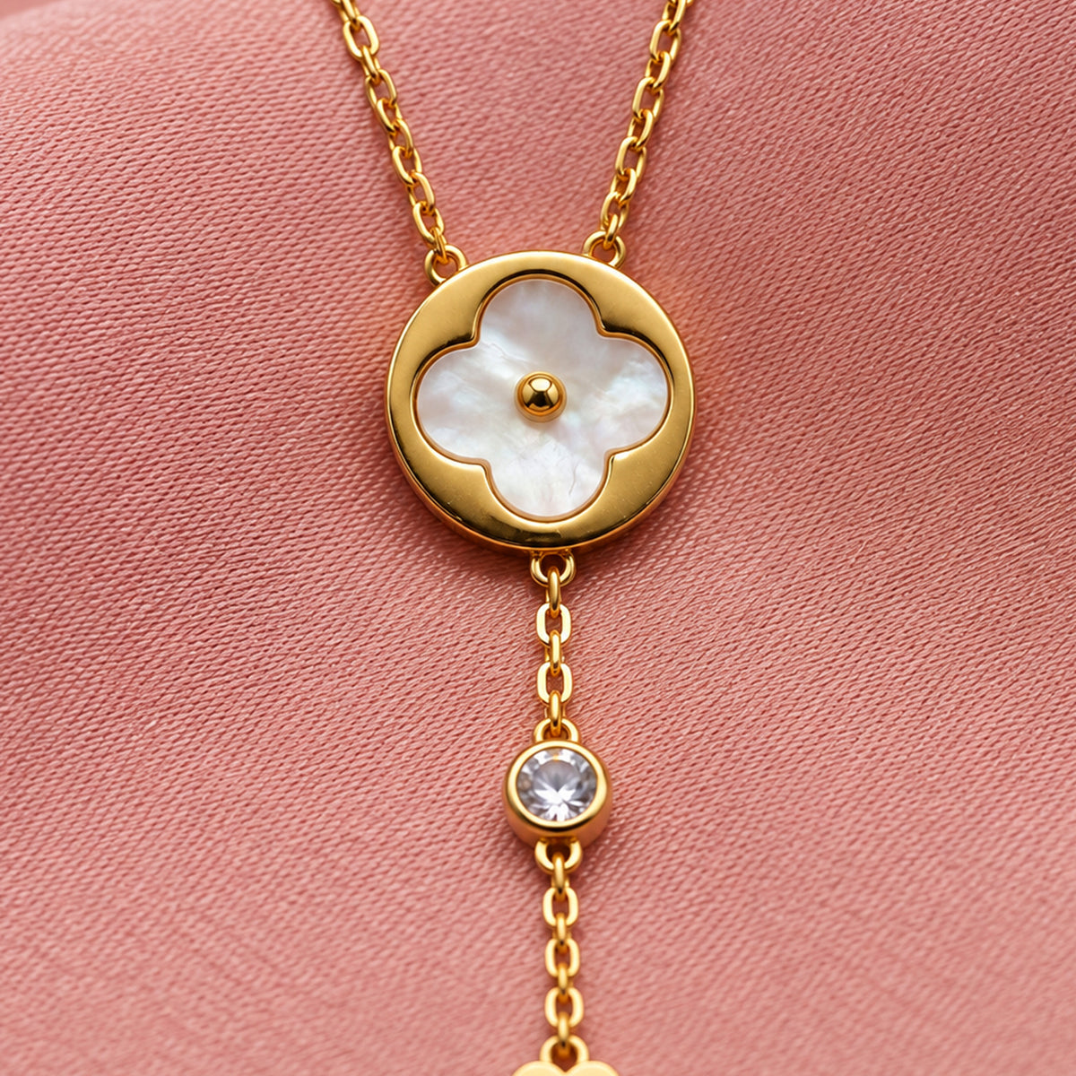 Artklim White Flower Gold Drop Anti-Tarnish Pendant Necklace