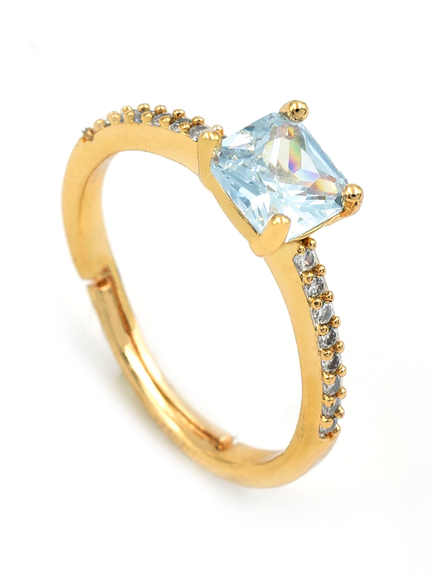 Artklim Gold-Plated Elegant  Solitaire Anti Tarnish Ring
