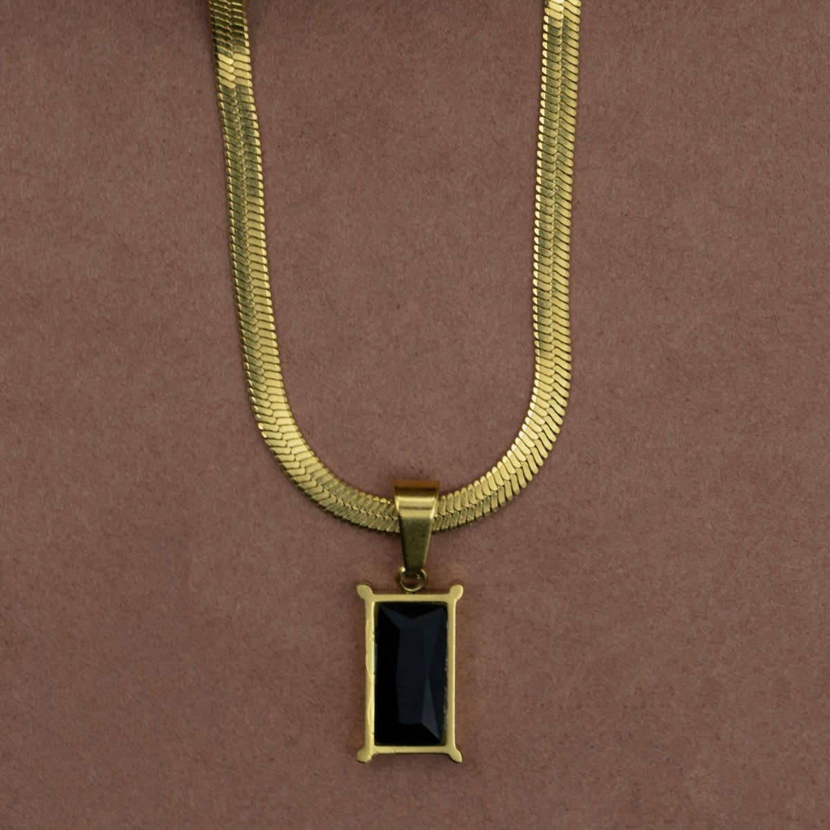 Artklim Gold Plated Black Cube Pendant Necklace
