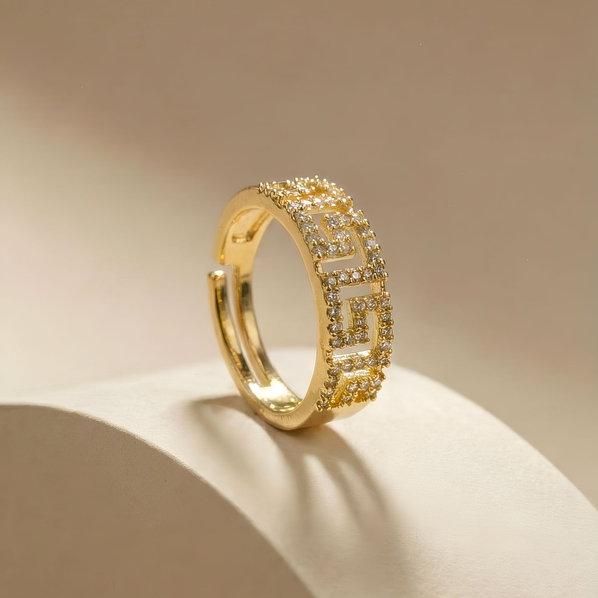 Artklim Gold-Plated Greek Key Design Anti-Tarnish Ring