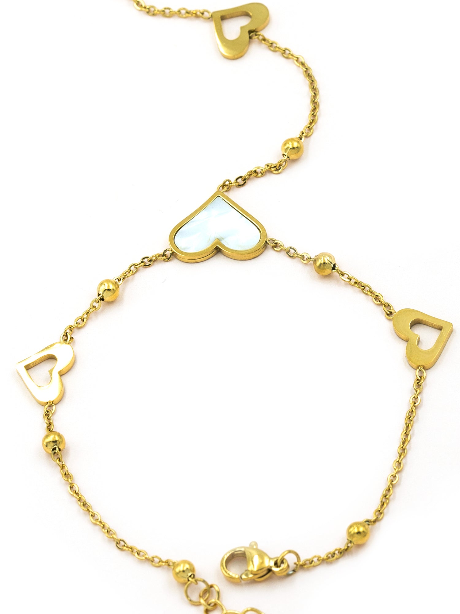 Artklim Heart Charm Chain Bracelet Ring (Anti-Tarnish)