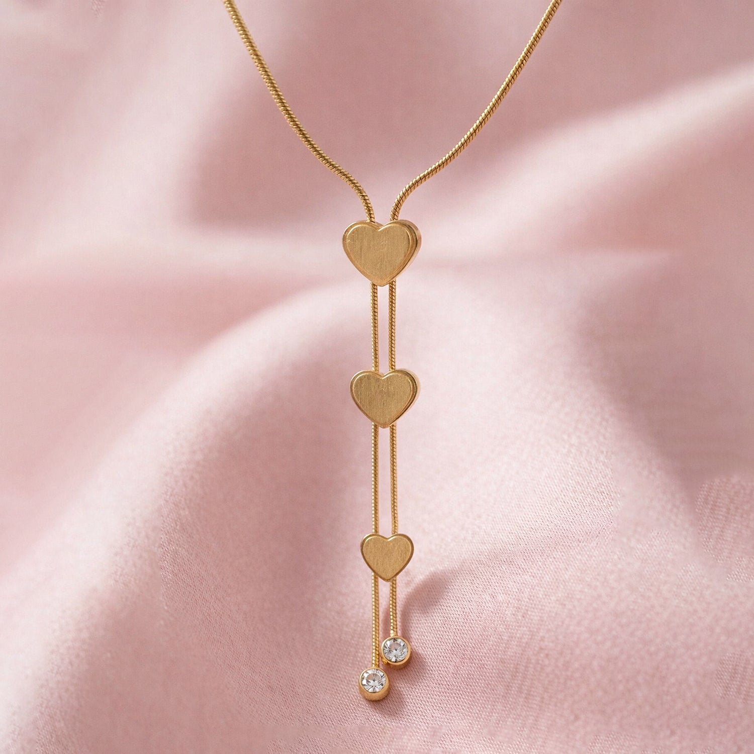 Artklim Gold-Plated Elegant Heart Drop Anti-Tarnish Necklace