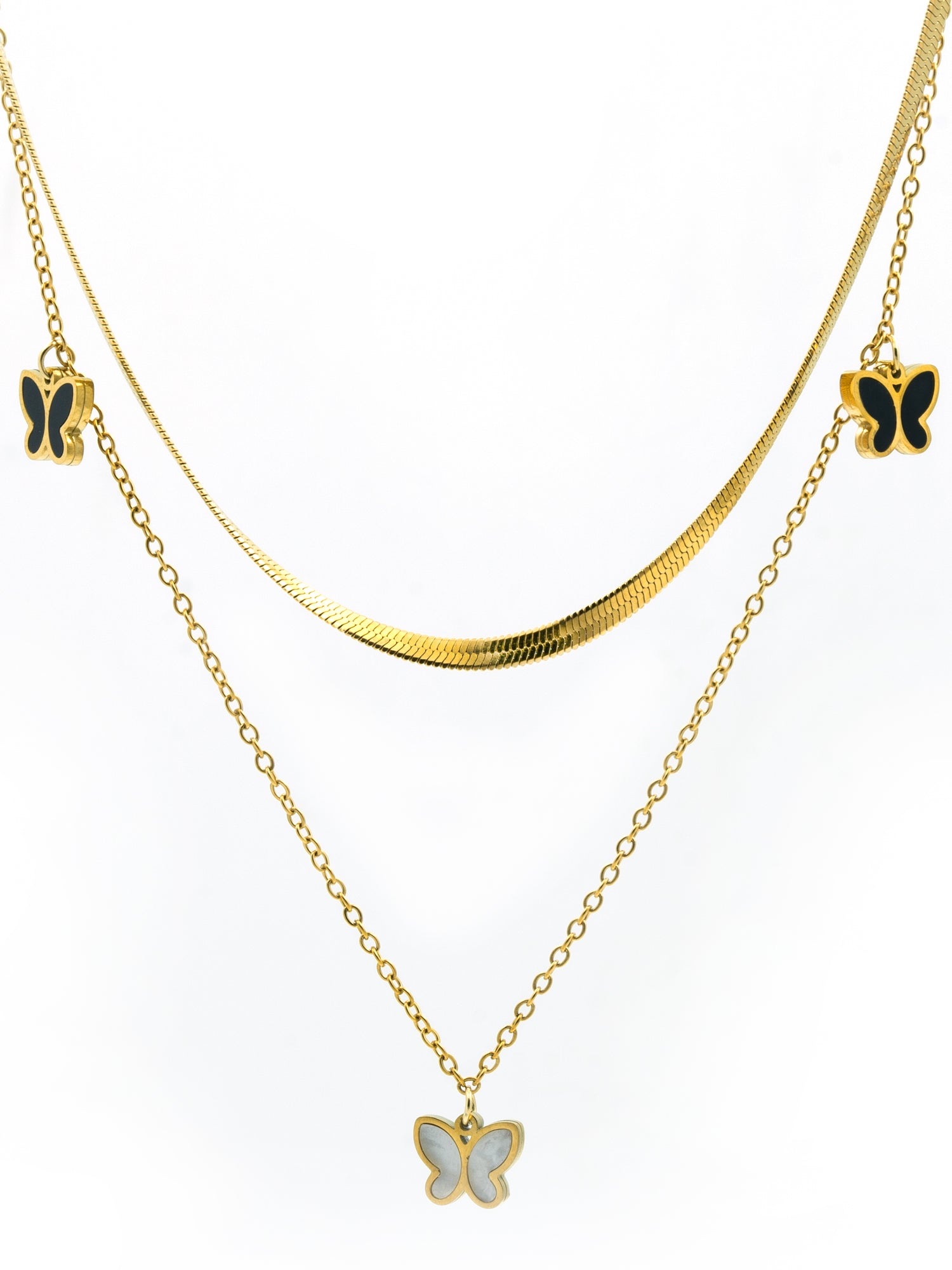Artklim Gold Plated Butterfly Duo Anti-Tarnish Necklace