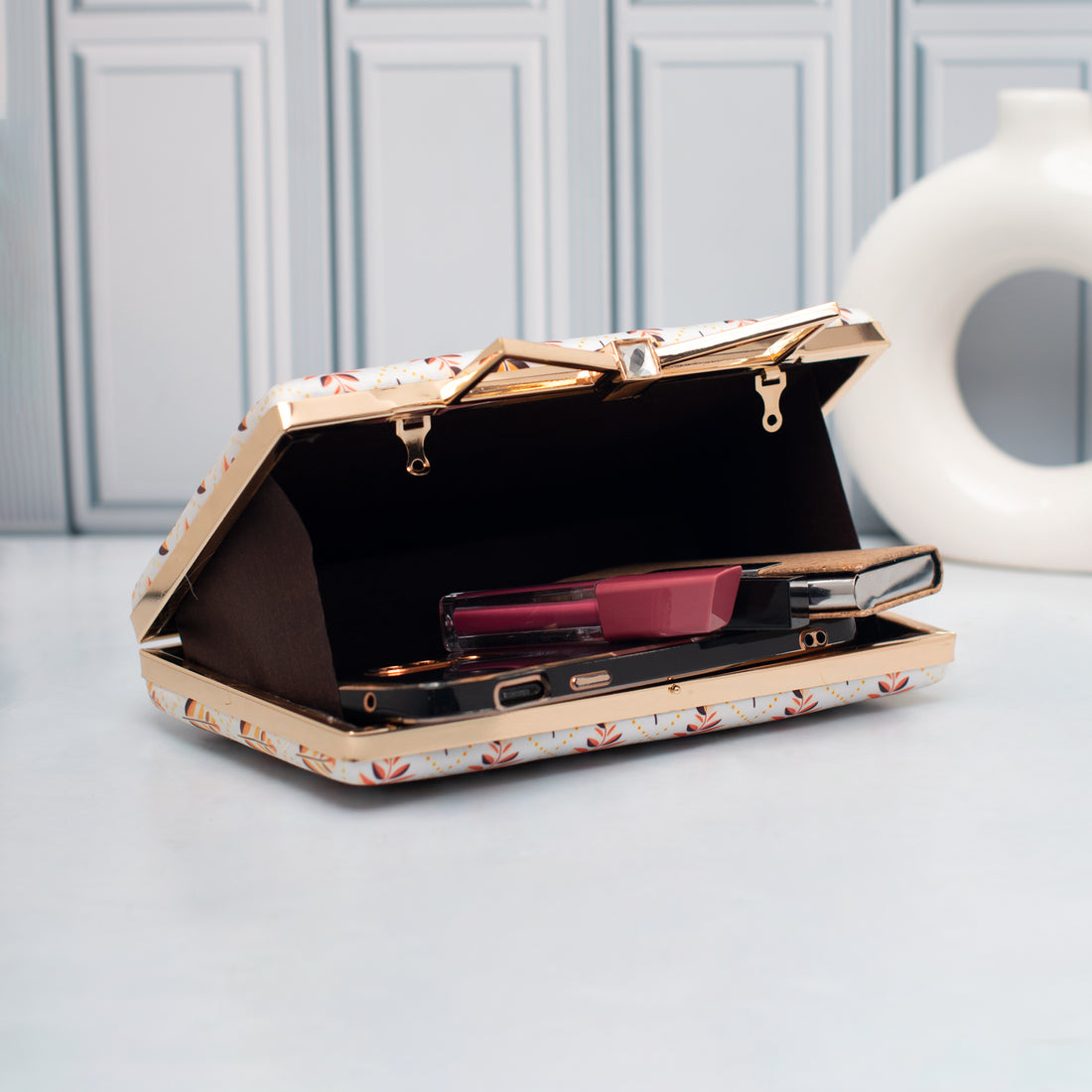 Artklim Autumn Leaf Print Elegant Printed Clutch