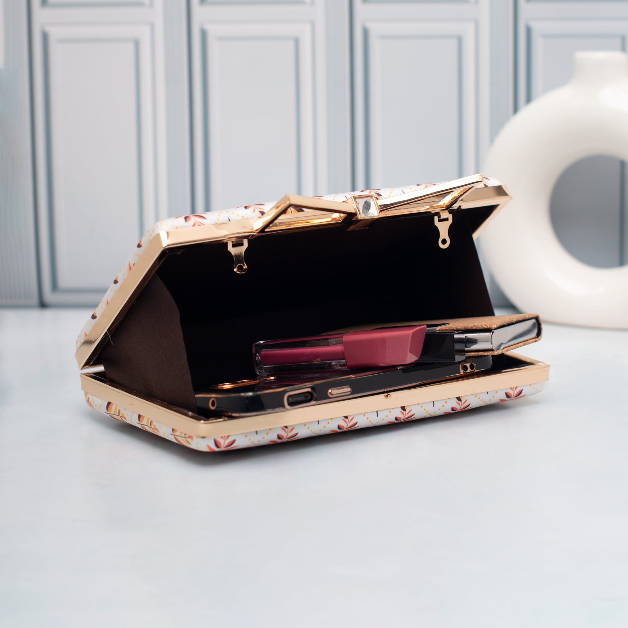 Artklim Autumn Leaf Print Elegant Printed Clutch