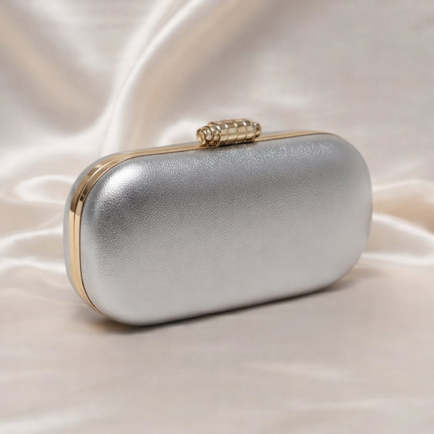 Artklim Silver Capsule Shape Clutch