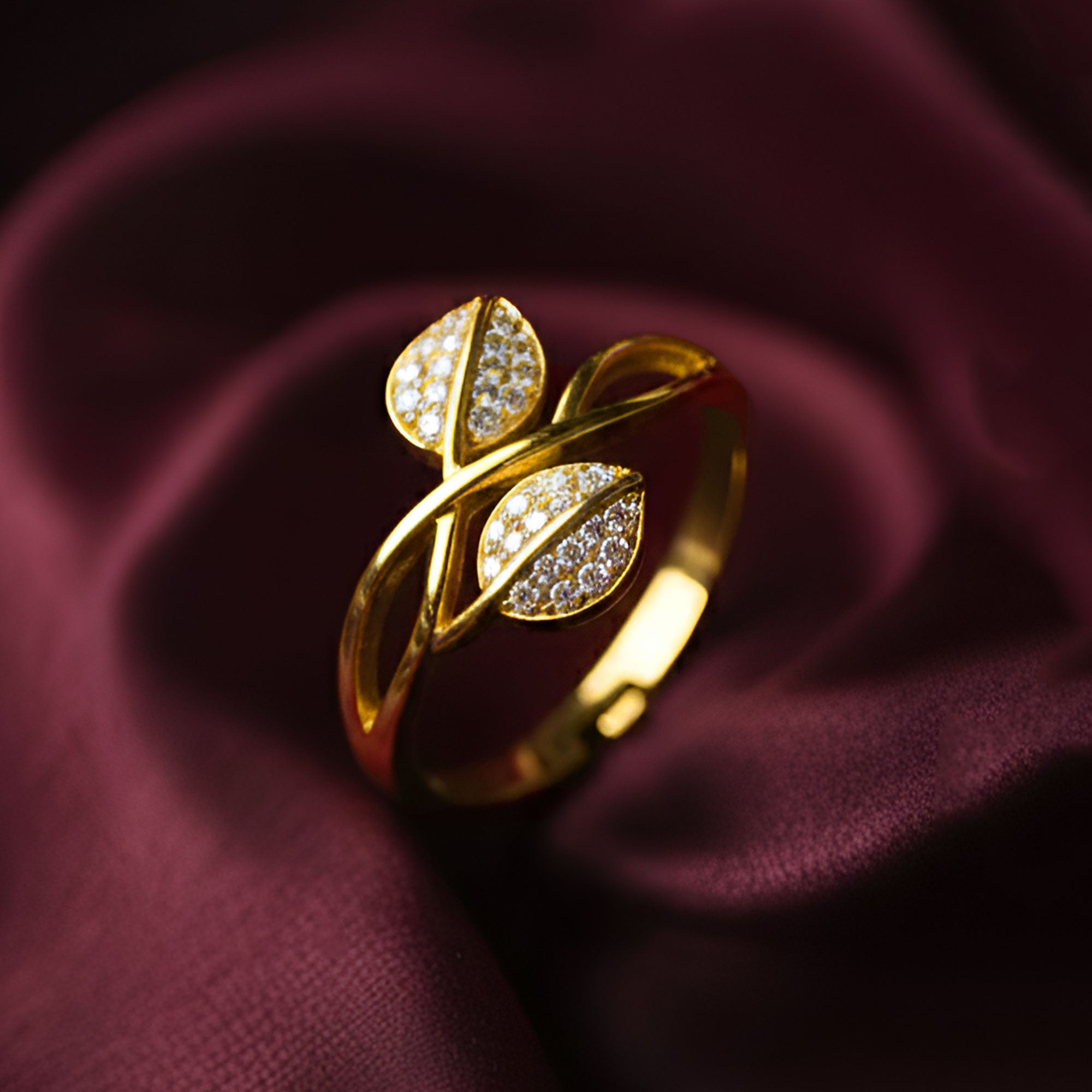 Artklim Gold-Plated Leaf Design Anti-Tarnish Ring