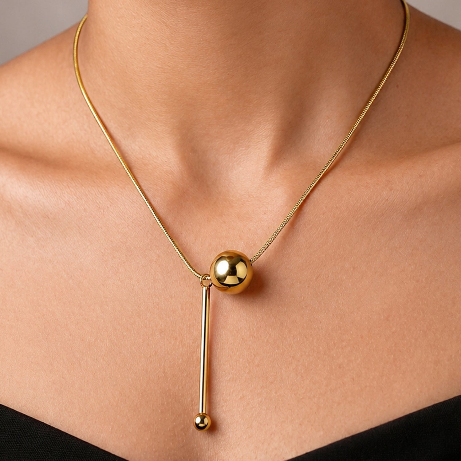 Artklim Sleek Gold Ball Drop Anti-tarnish necklace