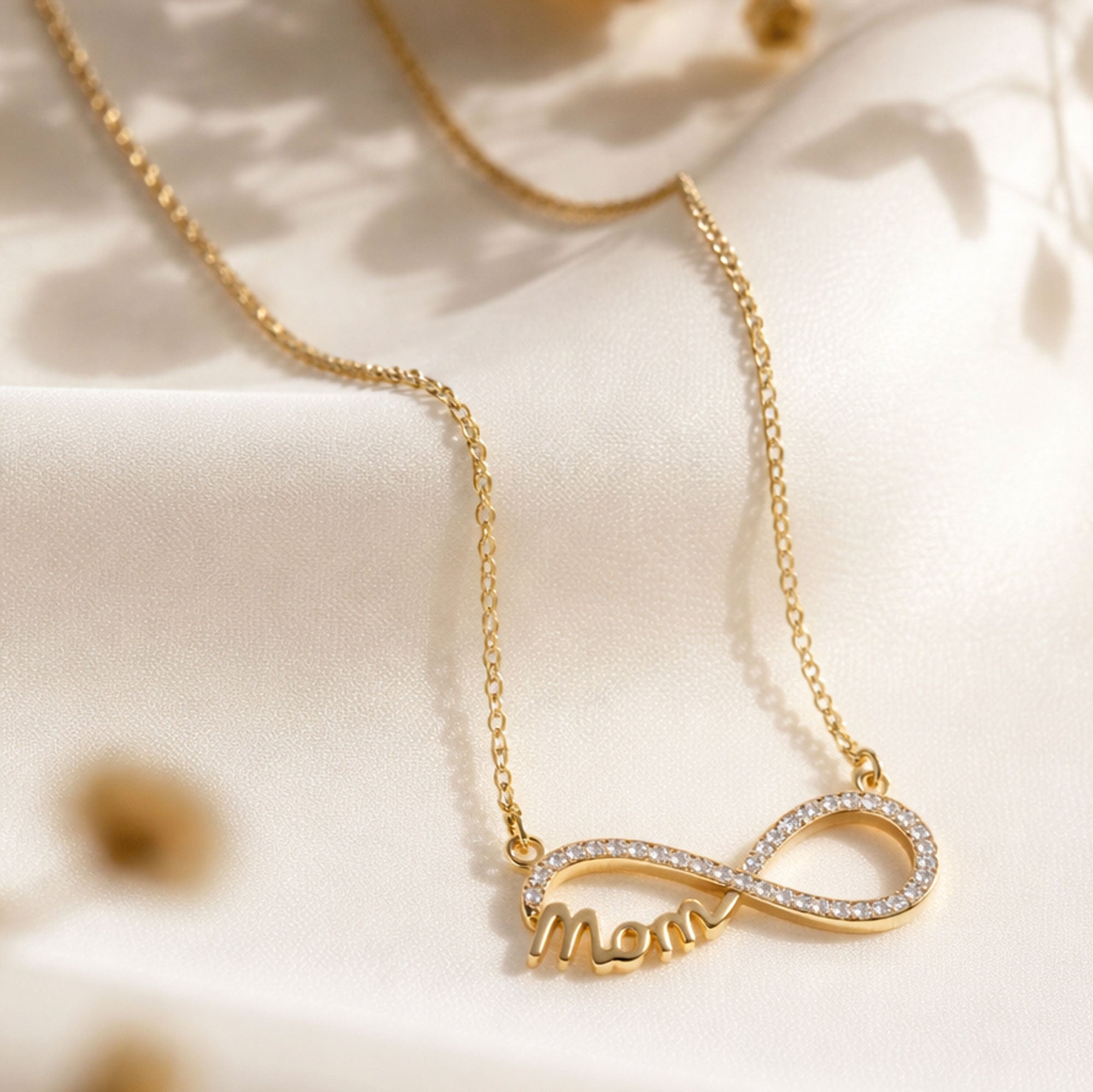 Artklim Gold-Plated Sparkling Infinity “Mom” Anti-Tarnish Pendant Necklace