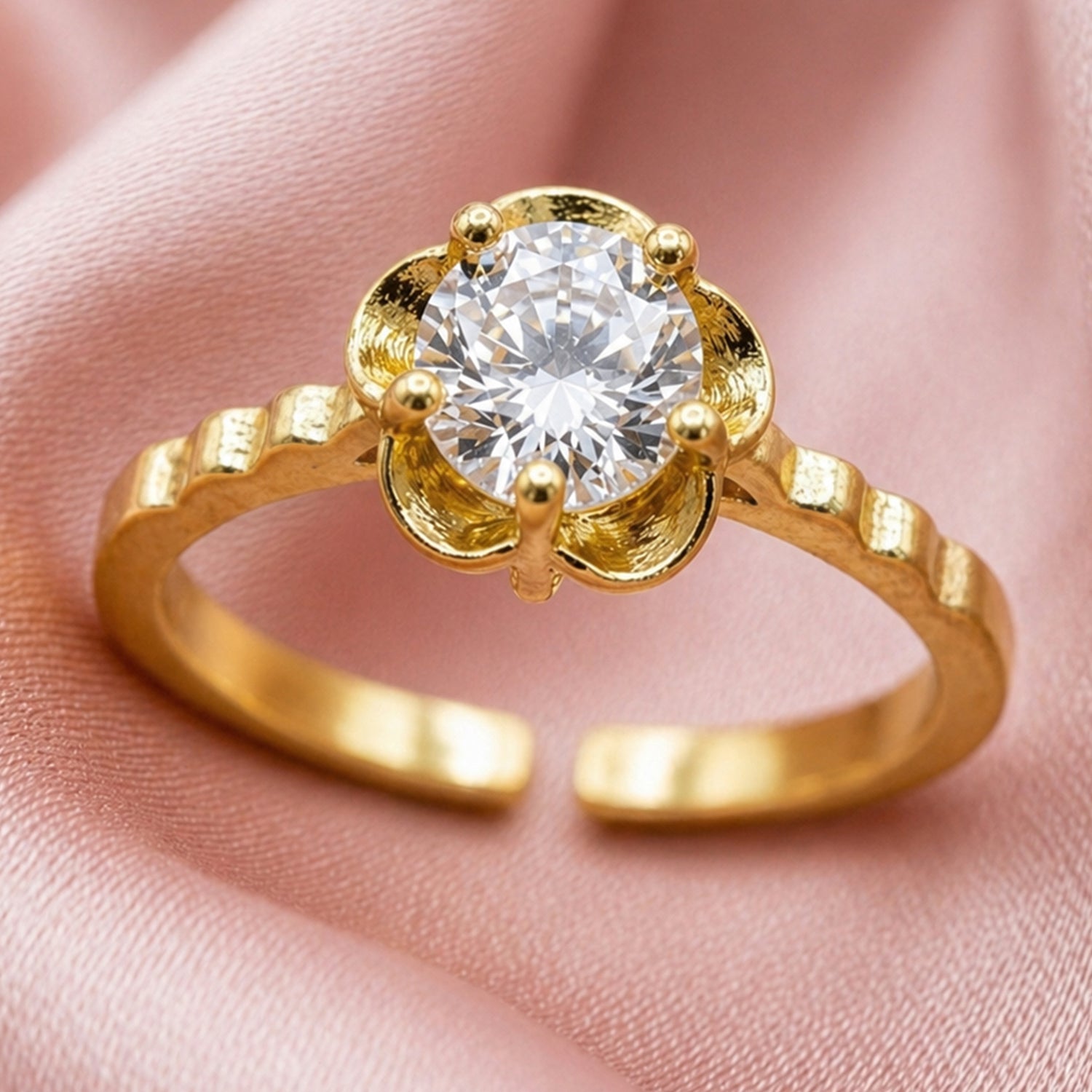 Artklim Golden Blossom Adjustable  Anti-Tarnish Ring