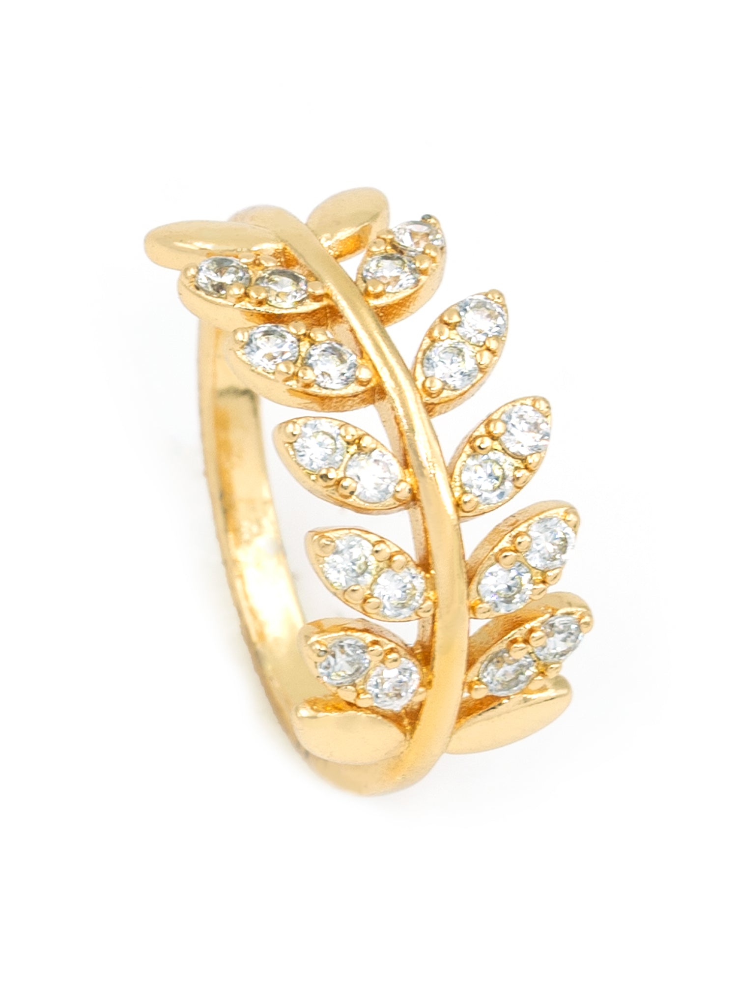 Artklim Gold-Plated Petite Leaf Anti-Tarnish Ring