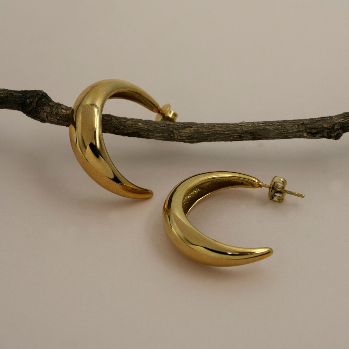 Artklim Gold Plated Cresent Moon Shaped Earrings