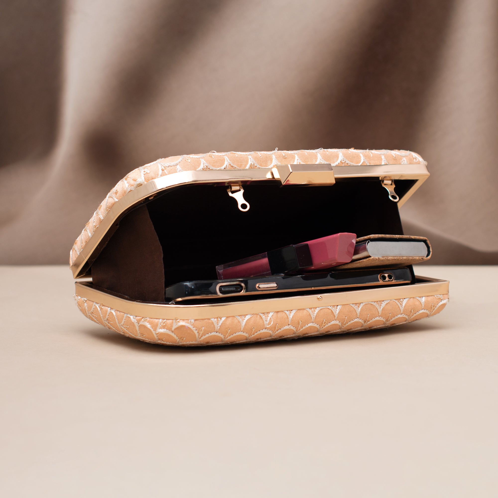 Artklim Golden Scallop Luxe Embroidered Clutch