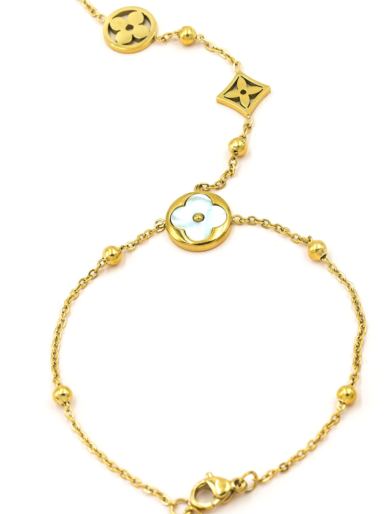 Artklim Floral Motif Anti-Tarnish Ring Bracelet