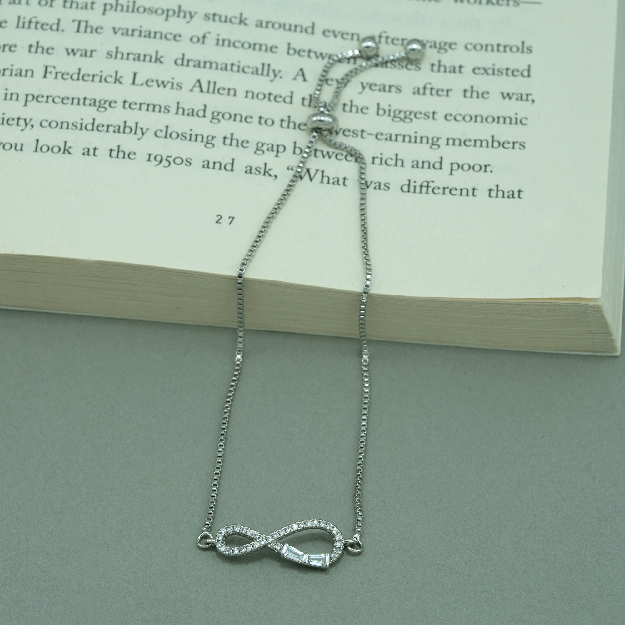 Artklim Silver Plated Infinity Symbol Slider Bracelet