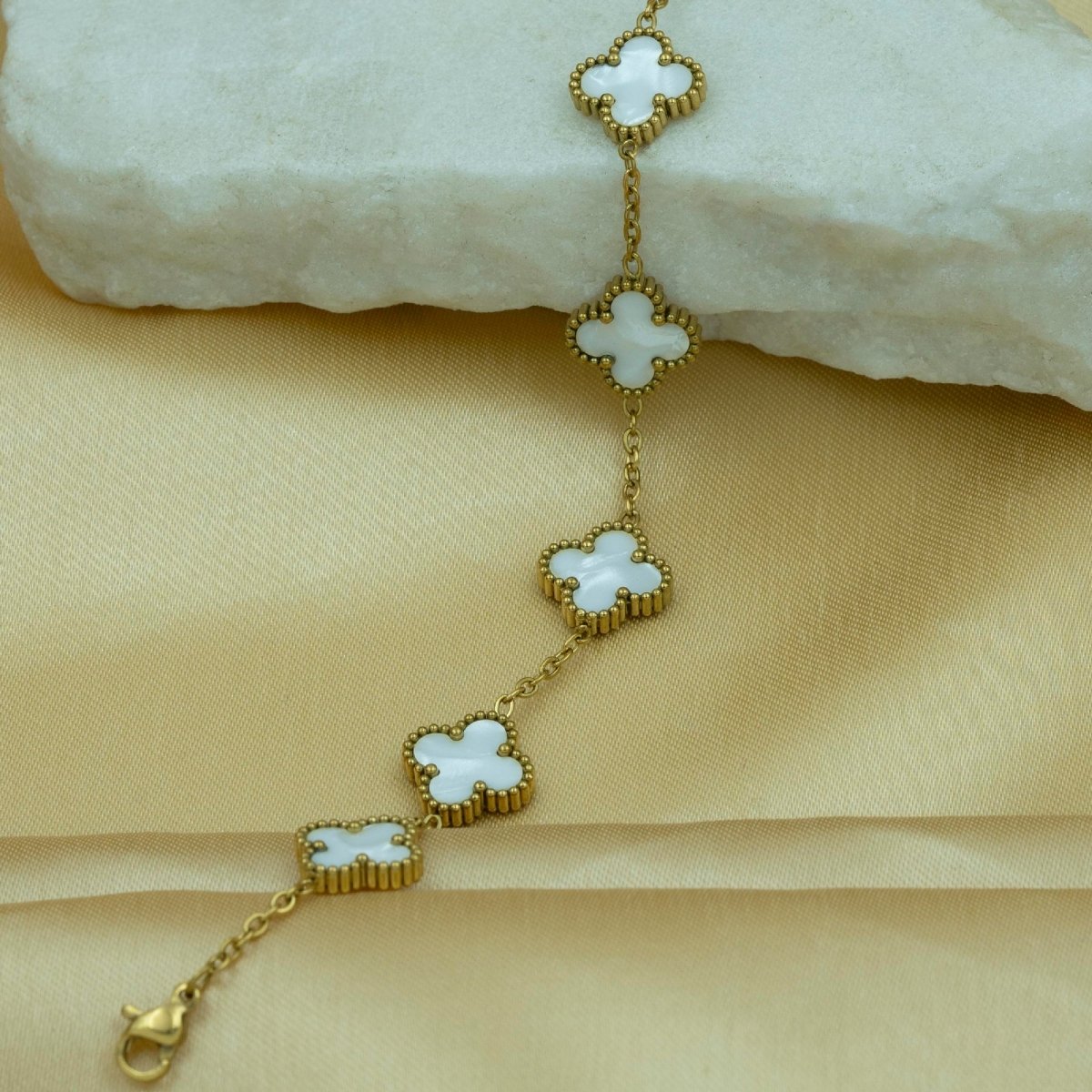 Artklim Gold Plated White Clover Bracelet