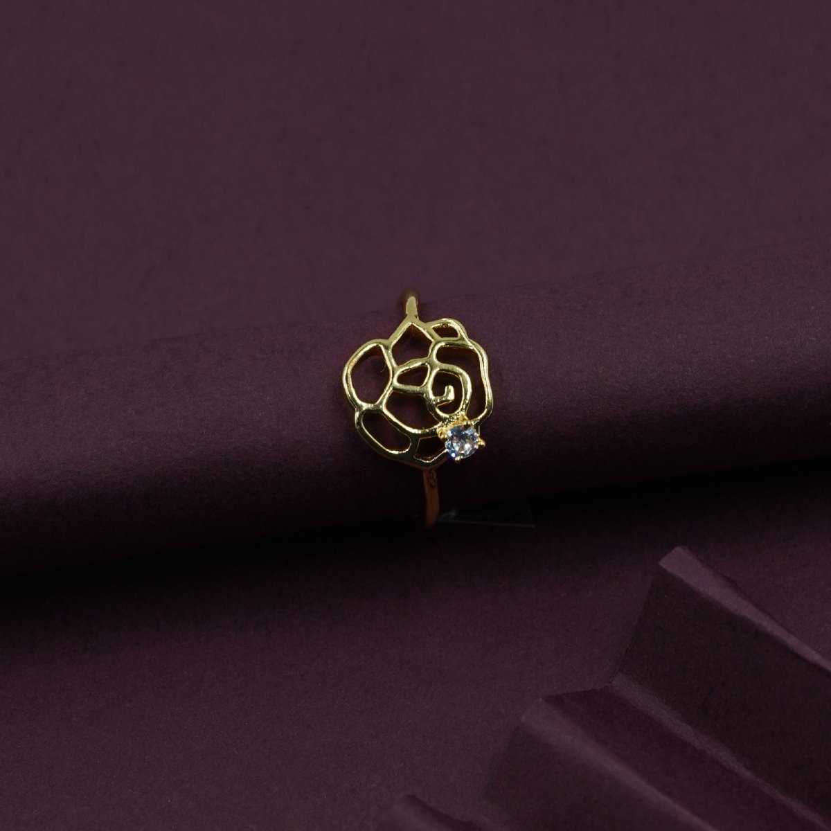 Artklim Gold Plated Rose Designer Adjustable Ring