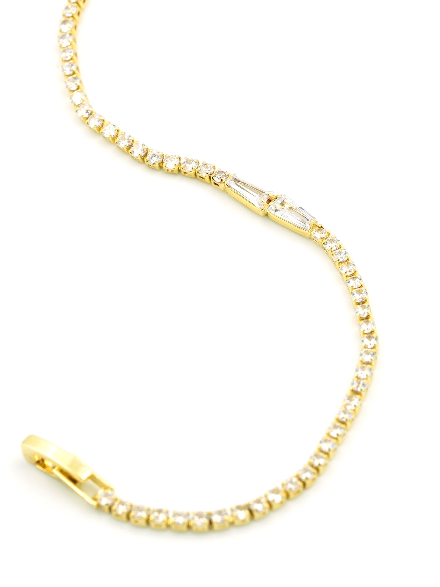 Artklim Gold Plated Anti Tarnish Radiant Prism Diamond-Cut Bracelet