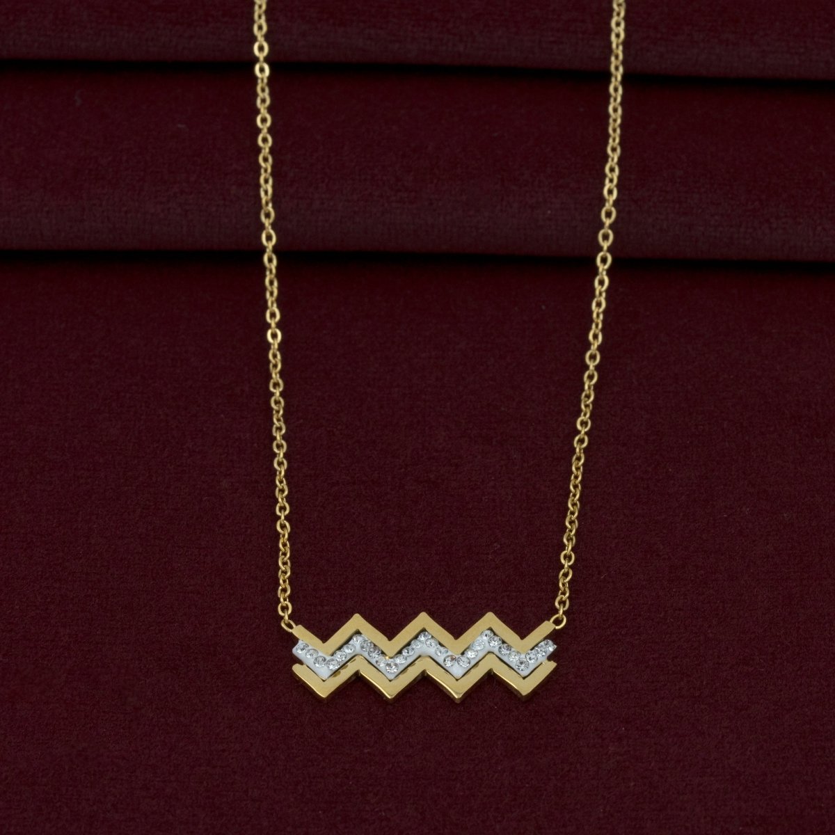 Artklim Gold Plated Zig-Zag Pendant Necklace
