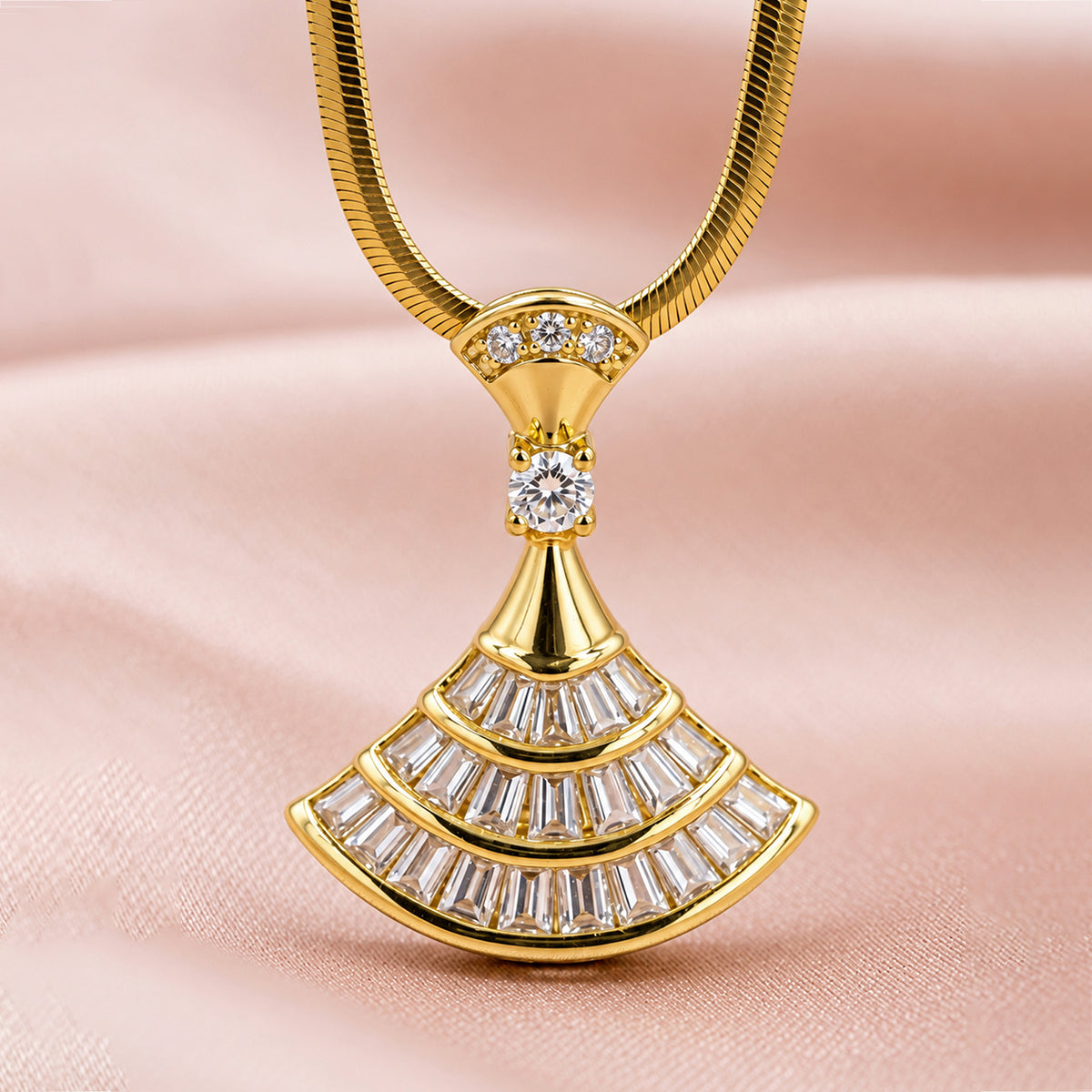 Artklim Elegant Layered Crystal Gold Anti-Tarnish Pendant Necklace