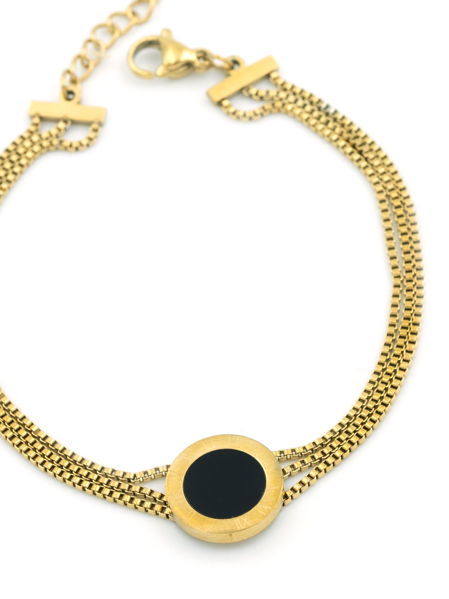 Artklim Gold Plated Anti Tarnish Black Clover Charm Bracelet