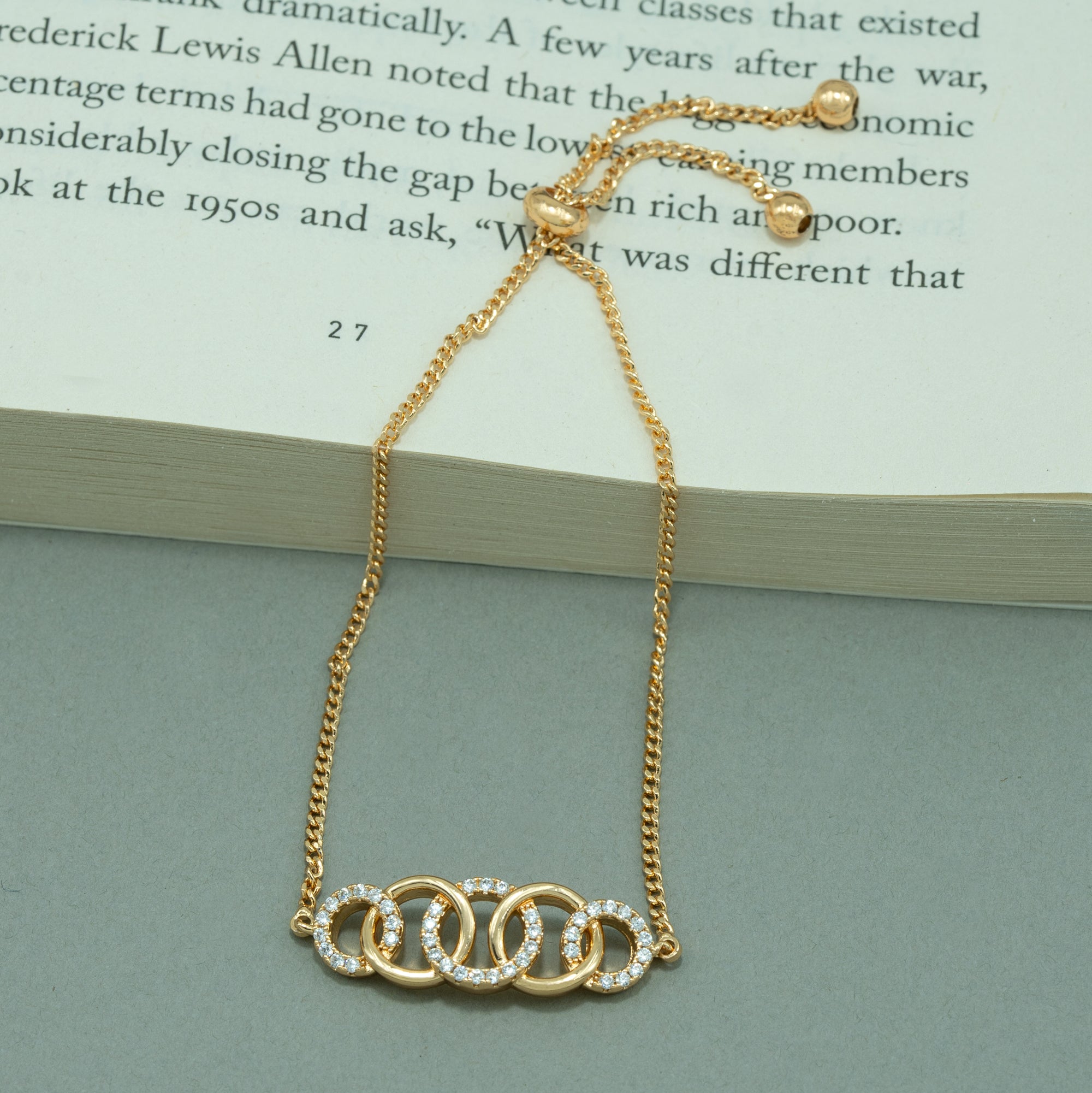 Artklim Gold Plated Designer Loop Slider Bracelet