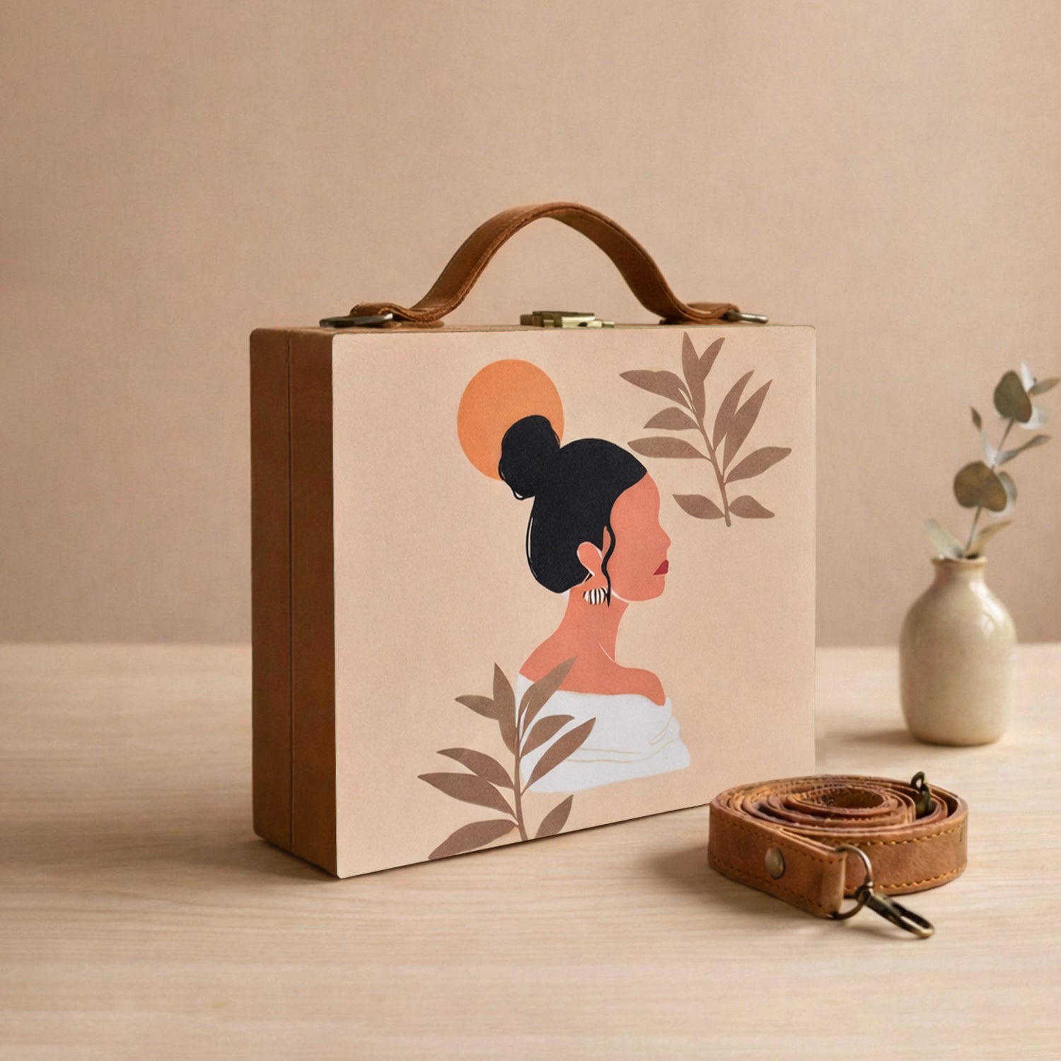 Black Bun Woman Printed Suitcase Style