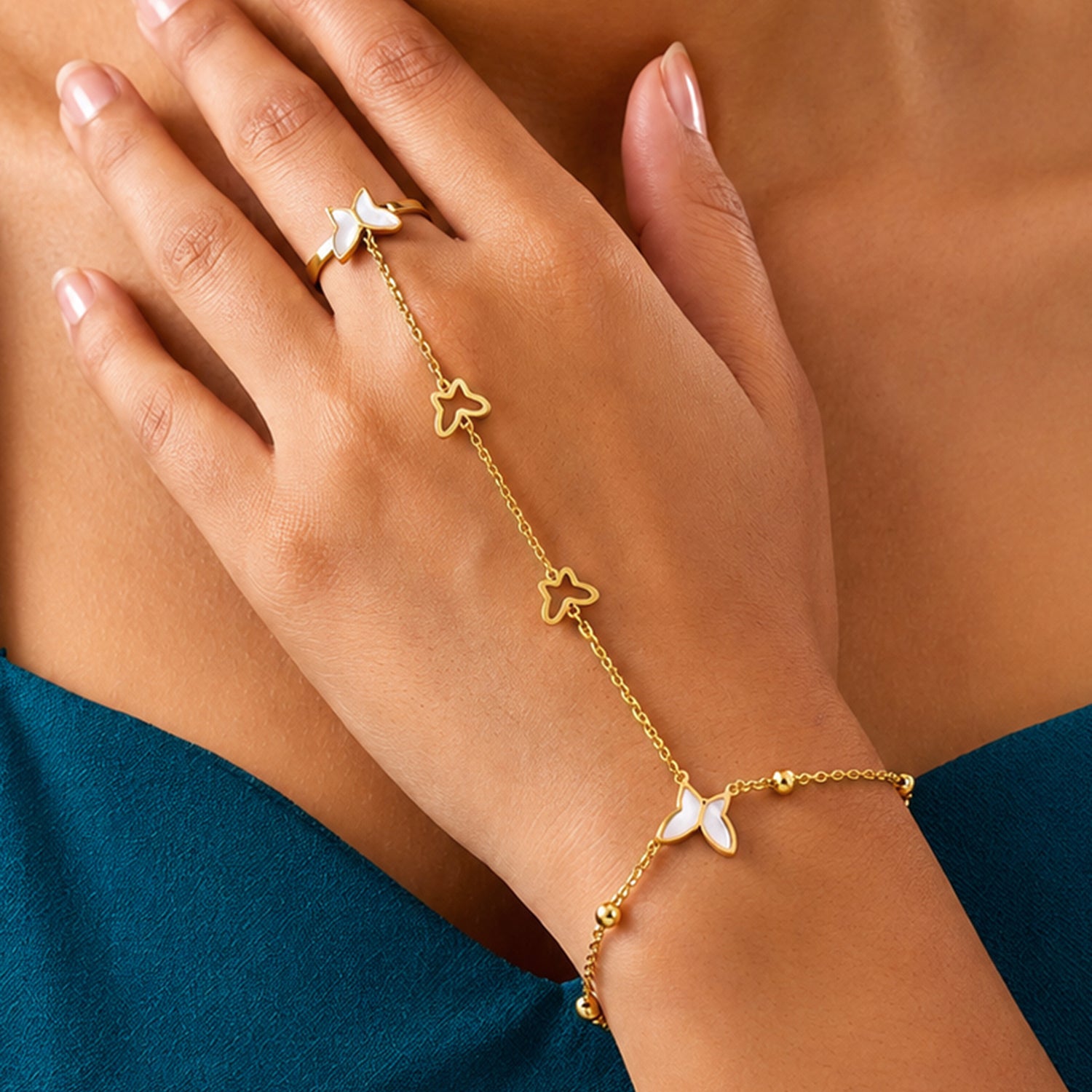 Artklim Butterfly Link Elegance Anti-Tarnish Ring Bracelet