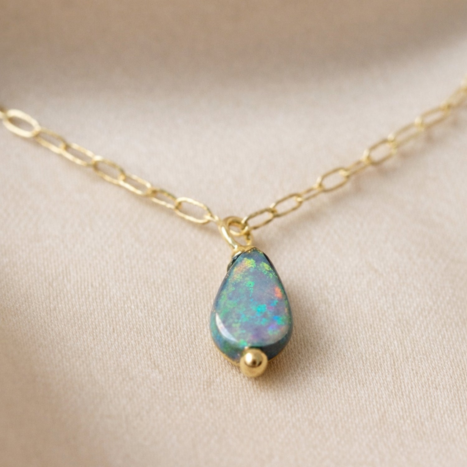 Artklim Gold-Plated Elegant Blue Bead Drop Anti-Tarnish Pendant Necklace