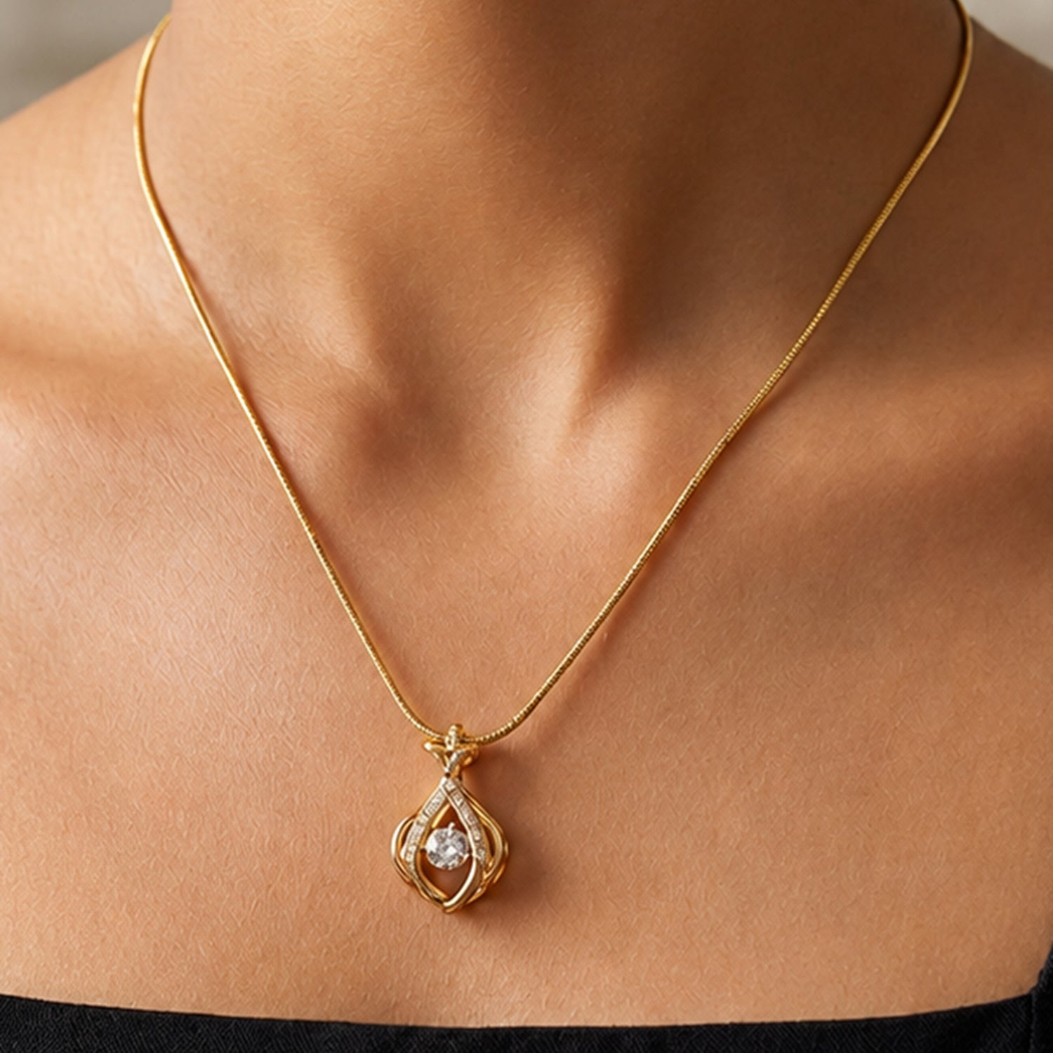 Artklim Royal Crystal Bloom Anti-Tarnish Pendant Necklace