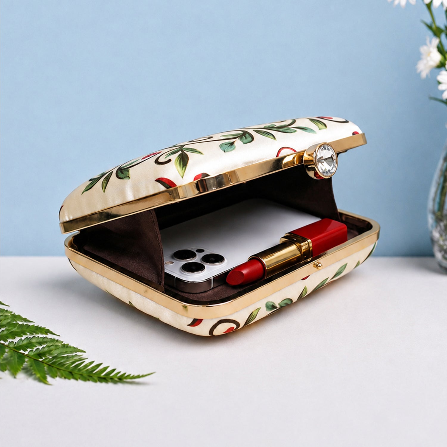 Artklim Floral Lotus Printed Designer Clutch
