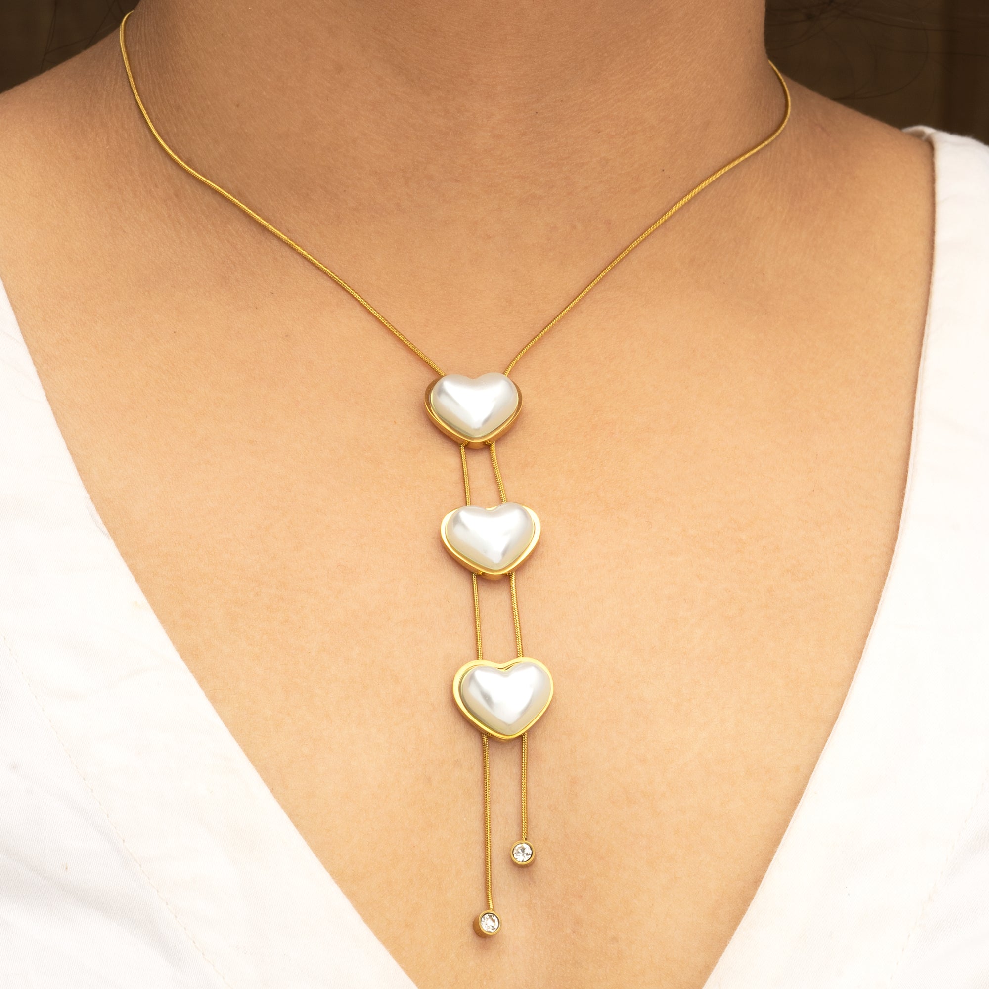 Artklim Triple Heart Drop Necklace