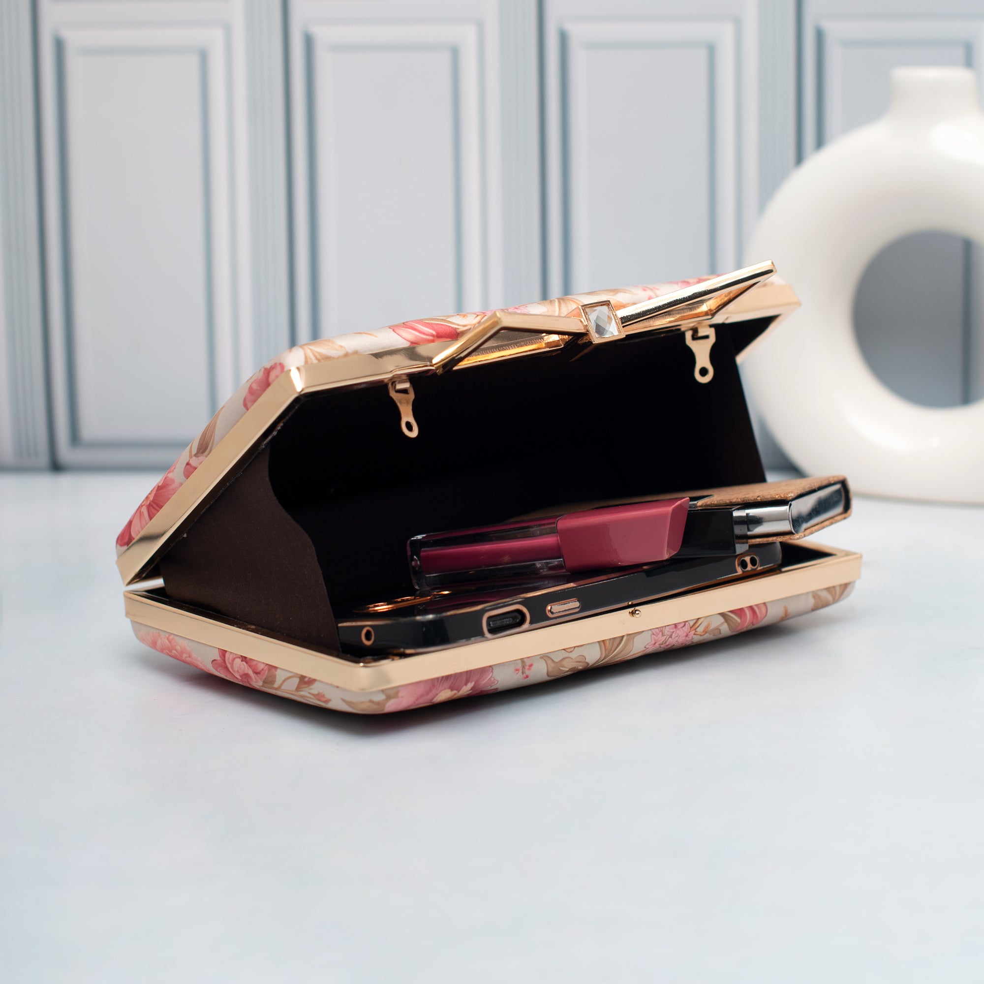 Artklim Vintage Bloom Floral Printed Clutch