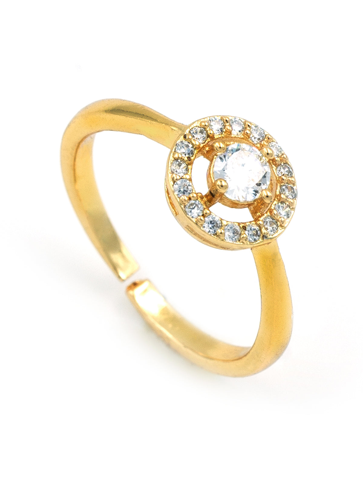 Artklim Gold-Plated  Brilliant Central Gem Anti Tarnish Ring
