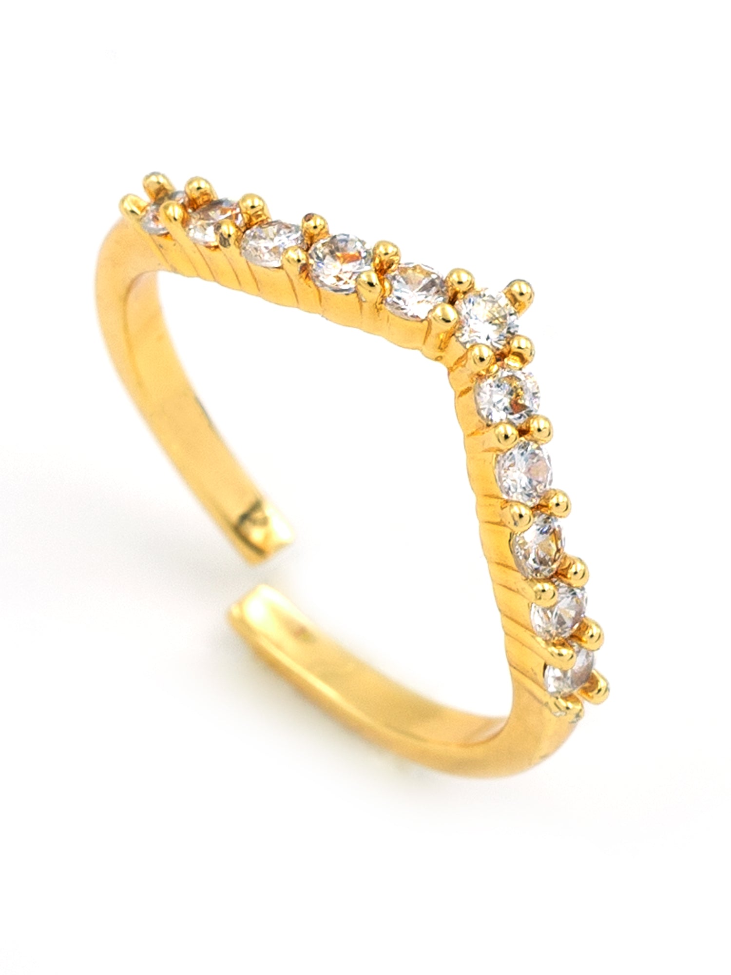 Artklim Gold-Plated Elegant Chevron Gold Anti Tarnish Ring