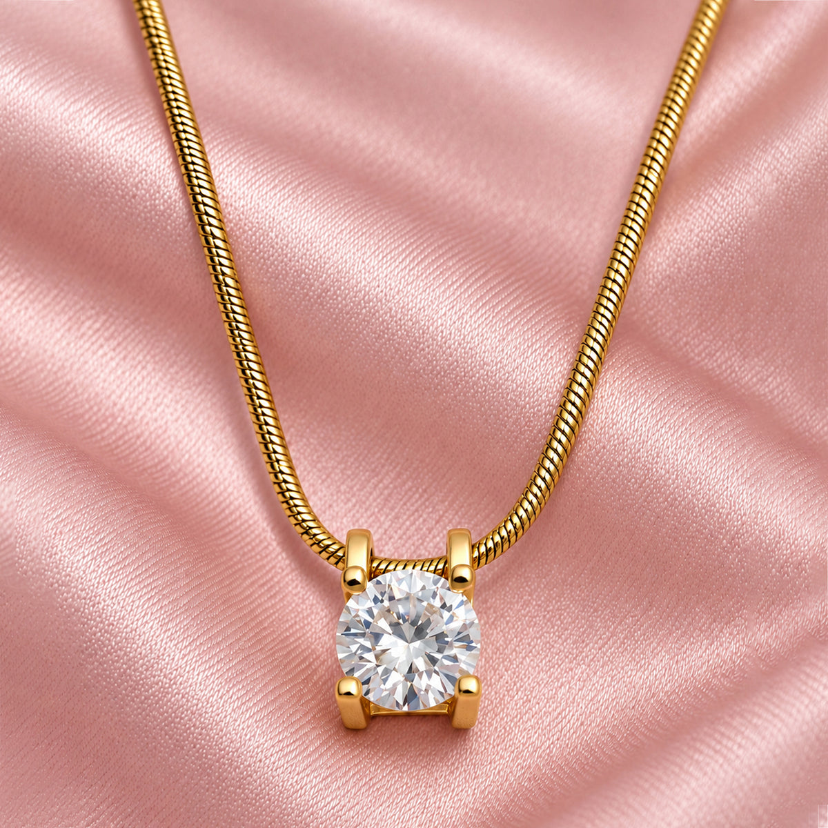 Artklim Classic Radiance Solitaire Crystal Anti-Tarnish Pendant Necklace