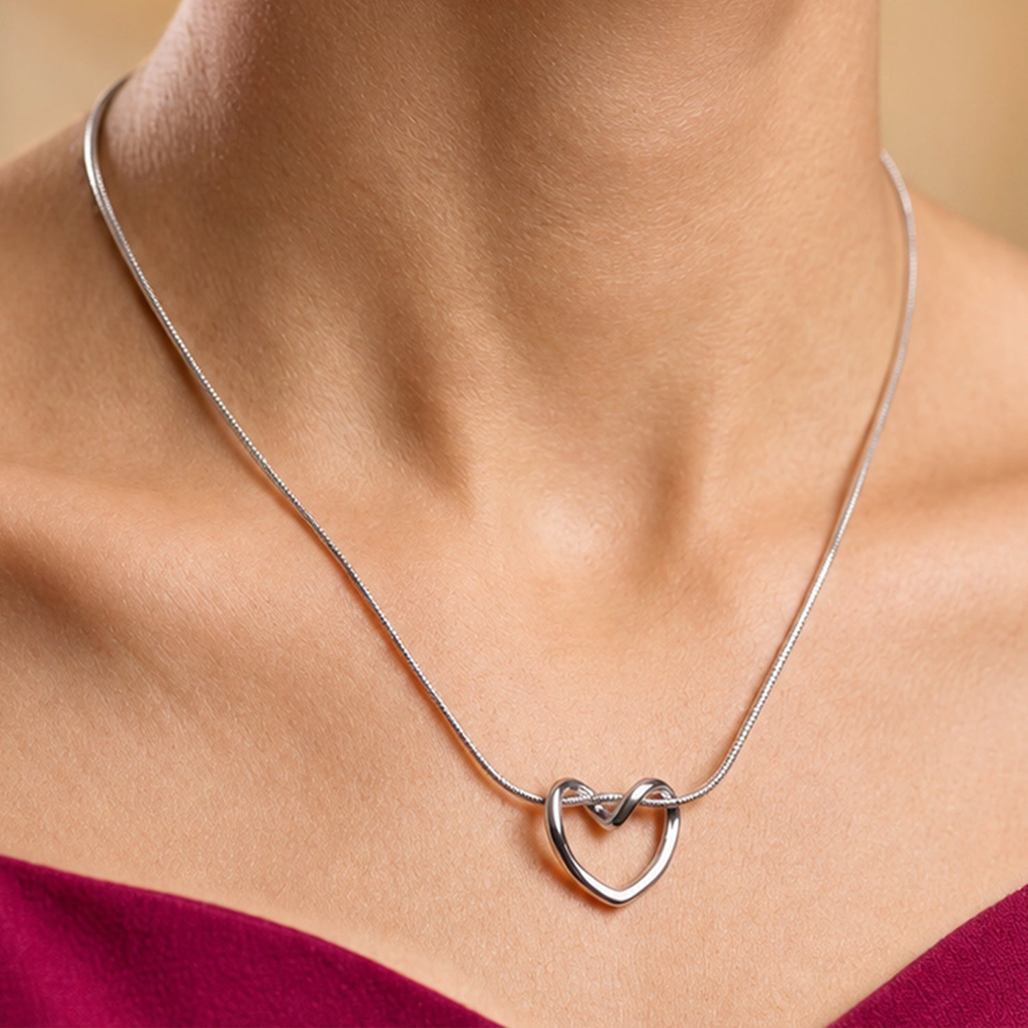 Artklim Silver Heart Knot Anti-Tarnish Pendant Necklace