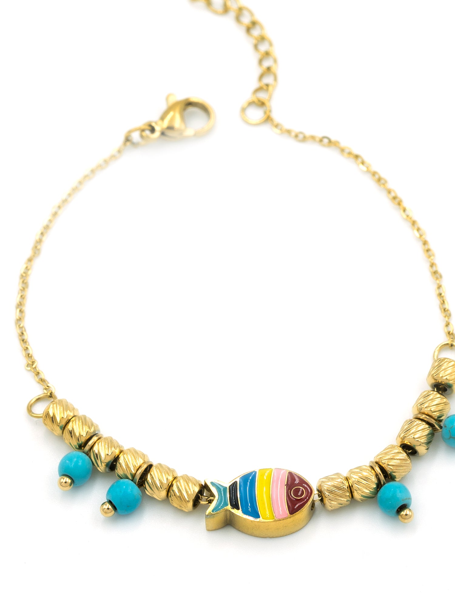 Artklim Gold Plated Anti Tarnish Rainbow Bead Charm Bracelet