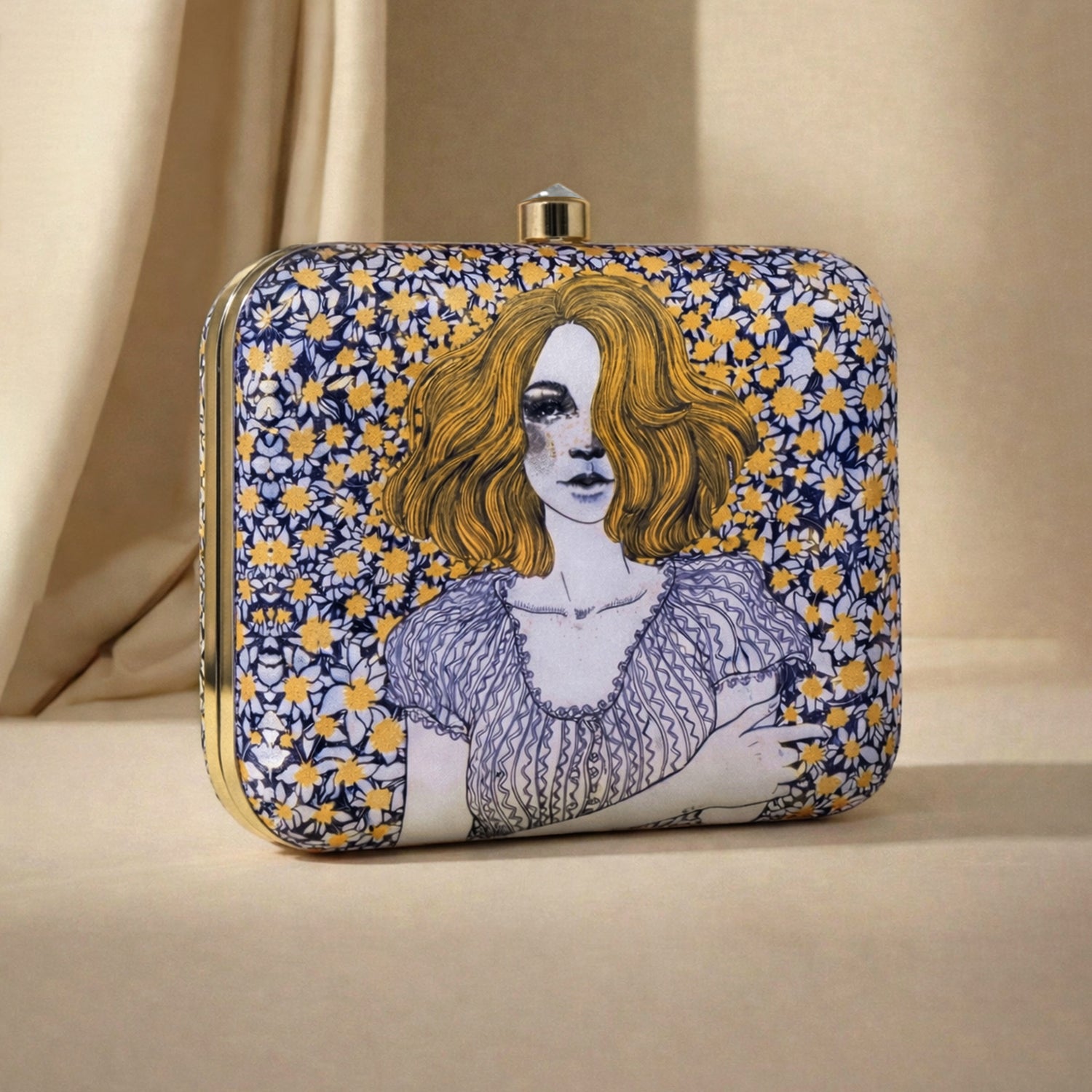 Artklim Sunflower Girl Printed Clutch