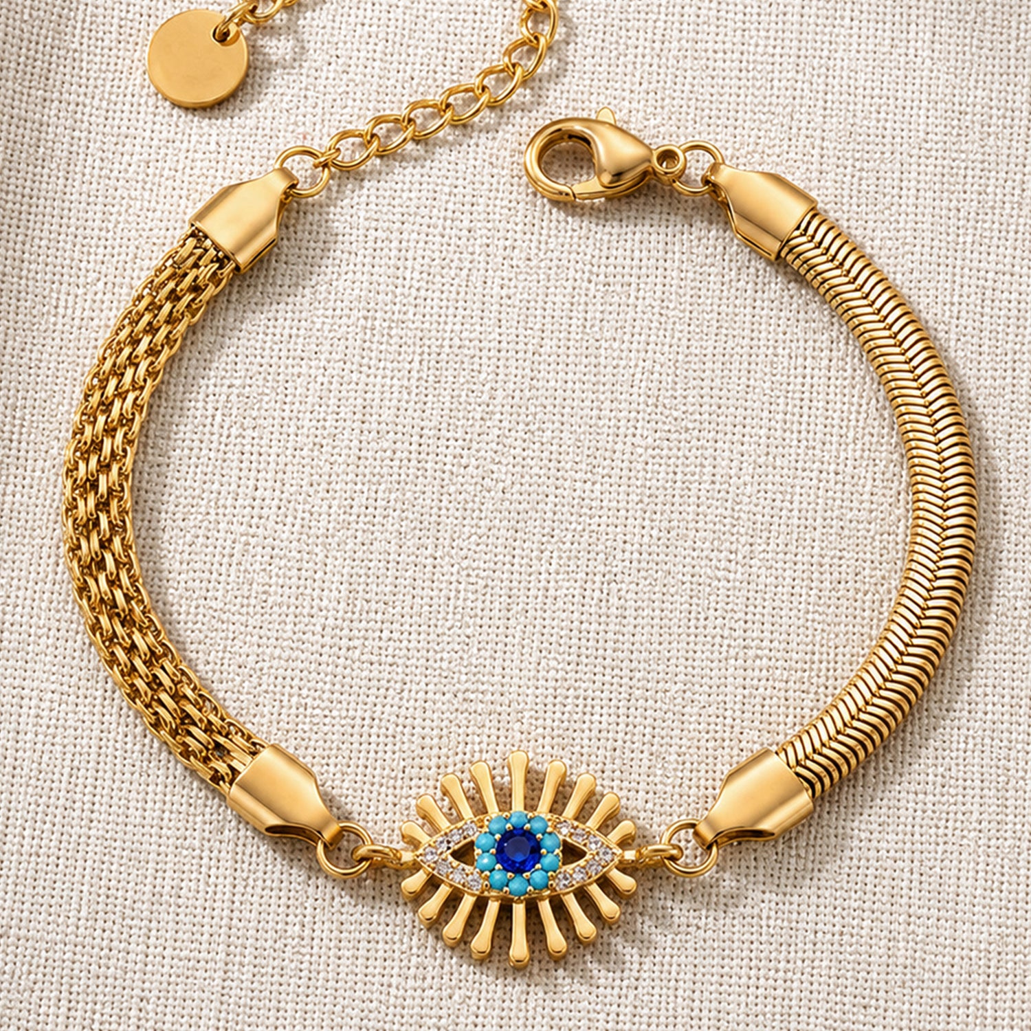 Artklim Luxury Crystal Snake Chain Gold Bracelet Anti-tarnish