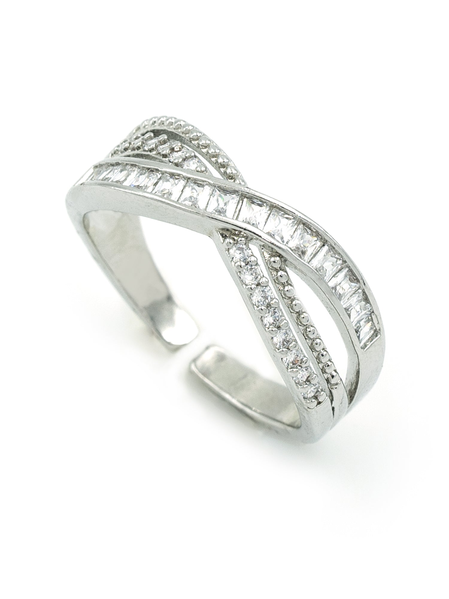 Artklim Sliver- Tone Twist Elegance Anti-Tarnish Ring