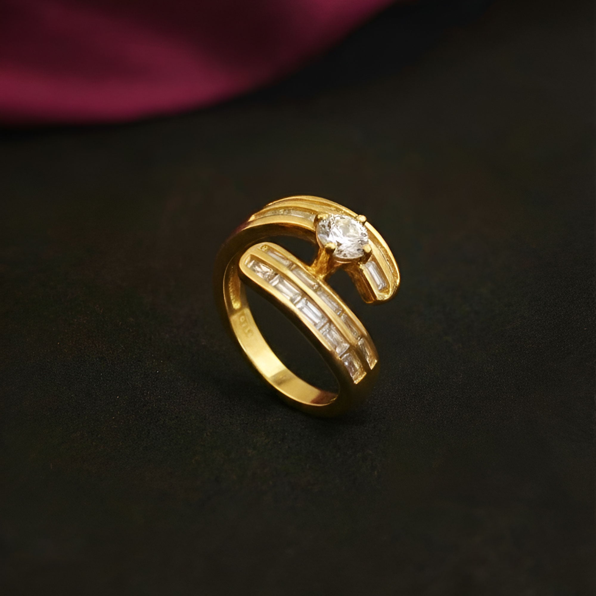 Artklim Gold-Plated Orbit Crystal Design Anti-Tarnish Ring