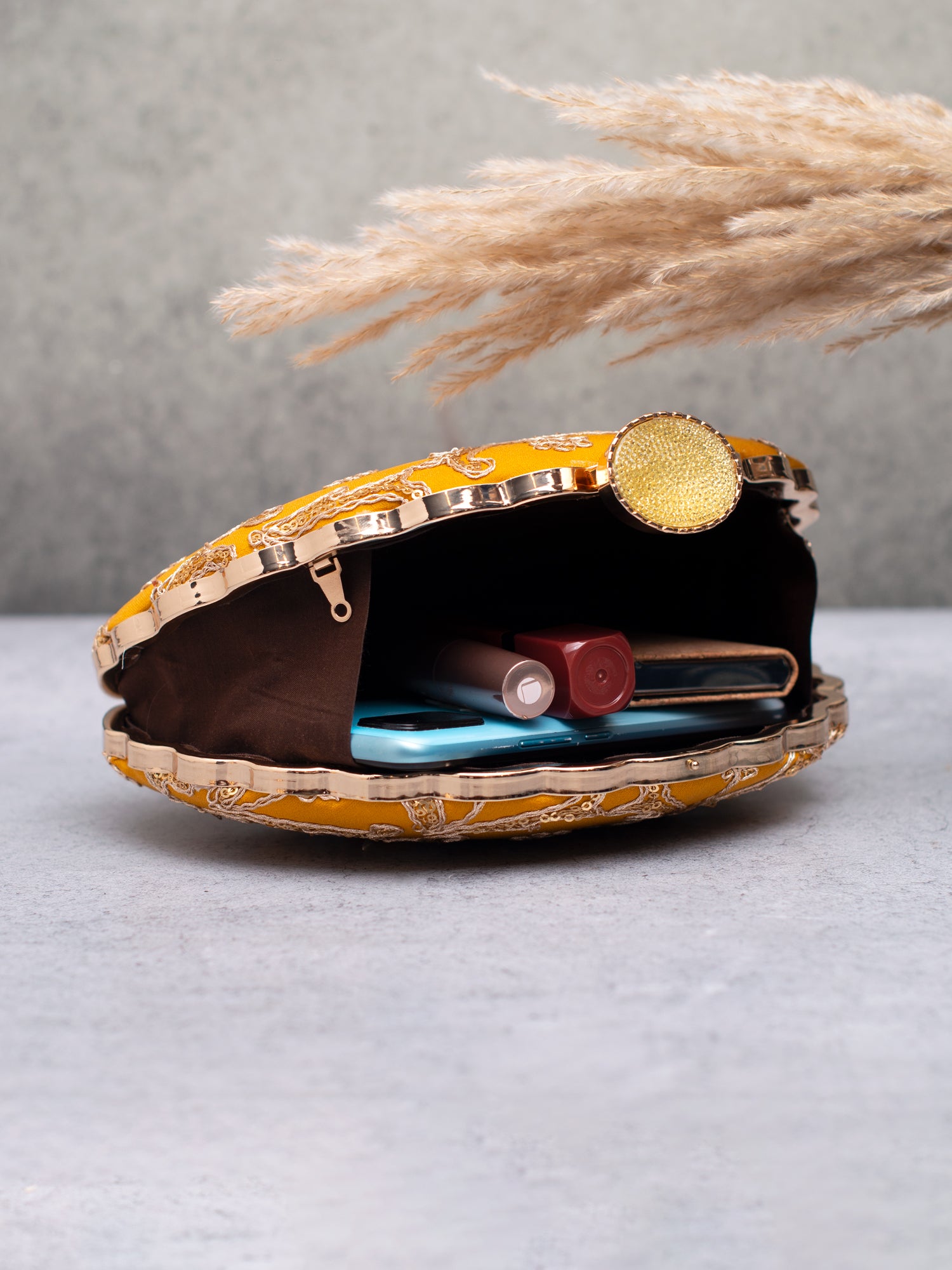 Artklim Golden Mustard Bloom Clutch