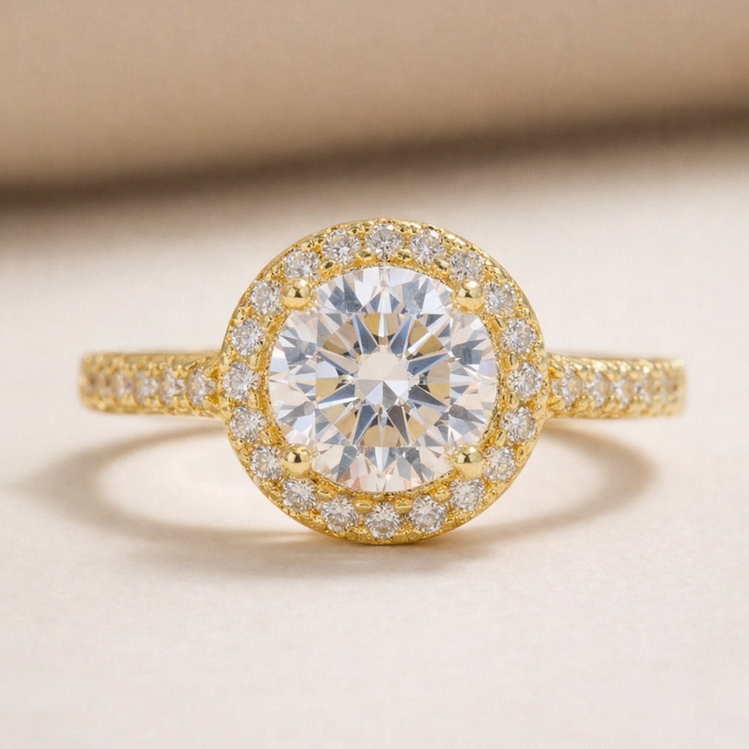 Artklim Gold-Plated Eternal Shine Halo Crystal Anti-Tarnish Ring