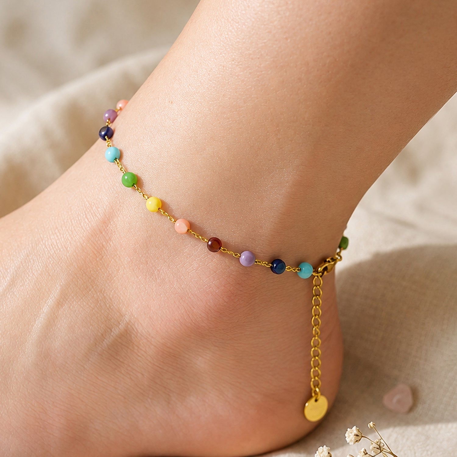 Artklim Colorful Candy Bead Chain Anti-Tarnish Anklet