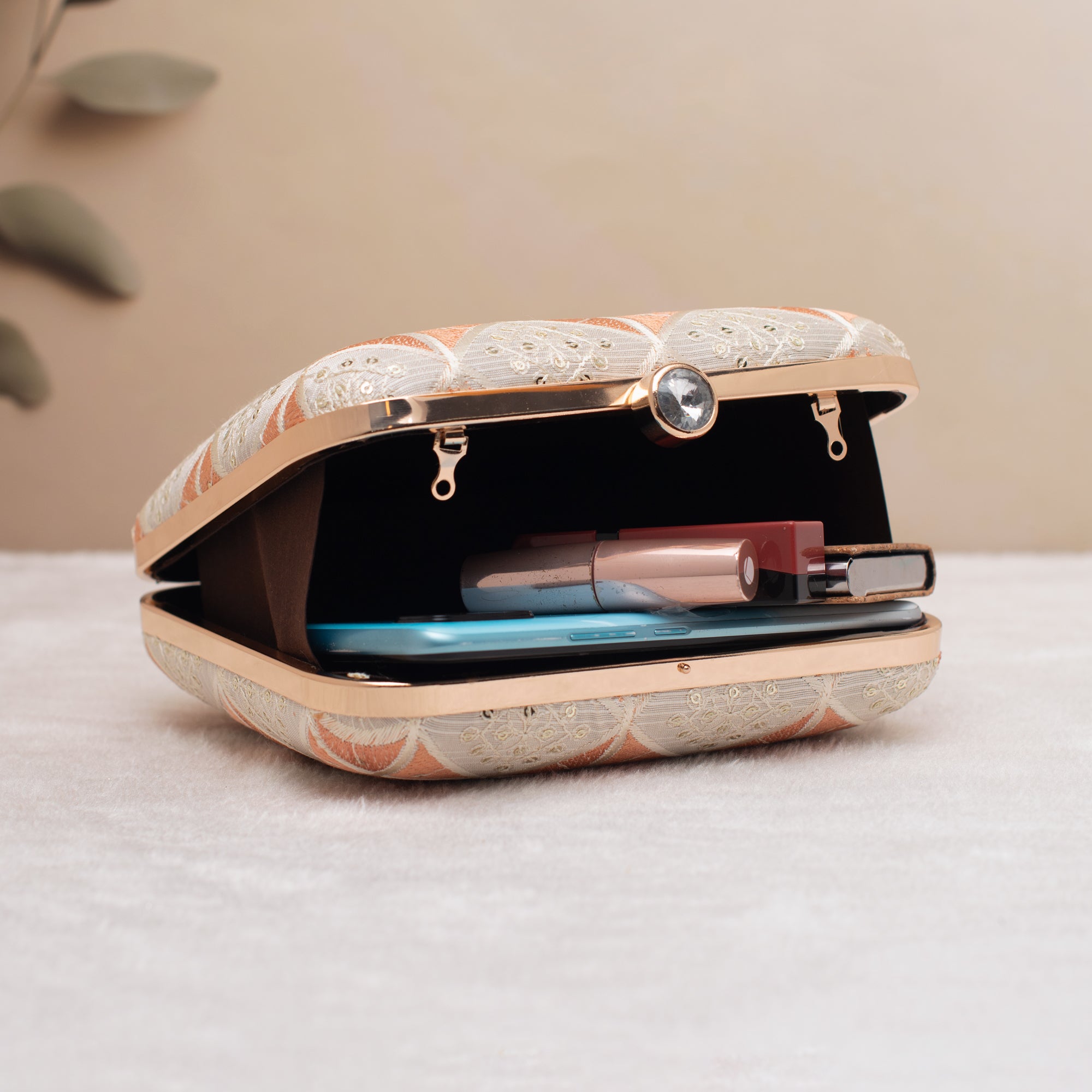 Artklim Peach Prism Embroidered Clutch